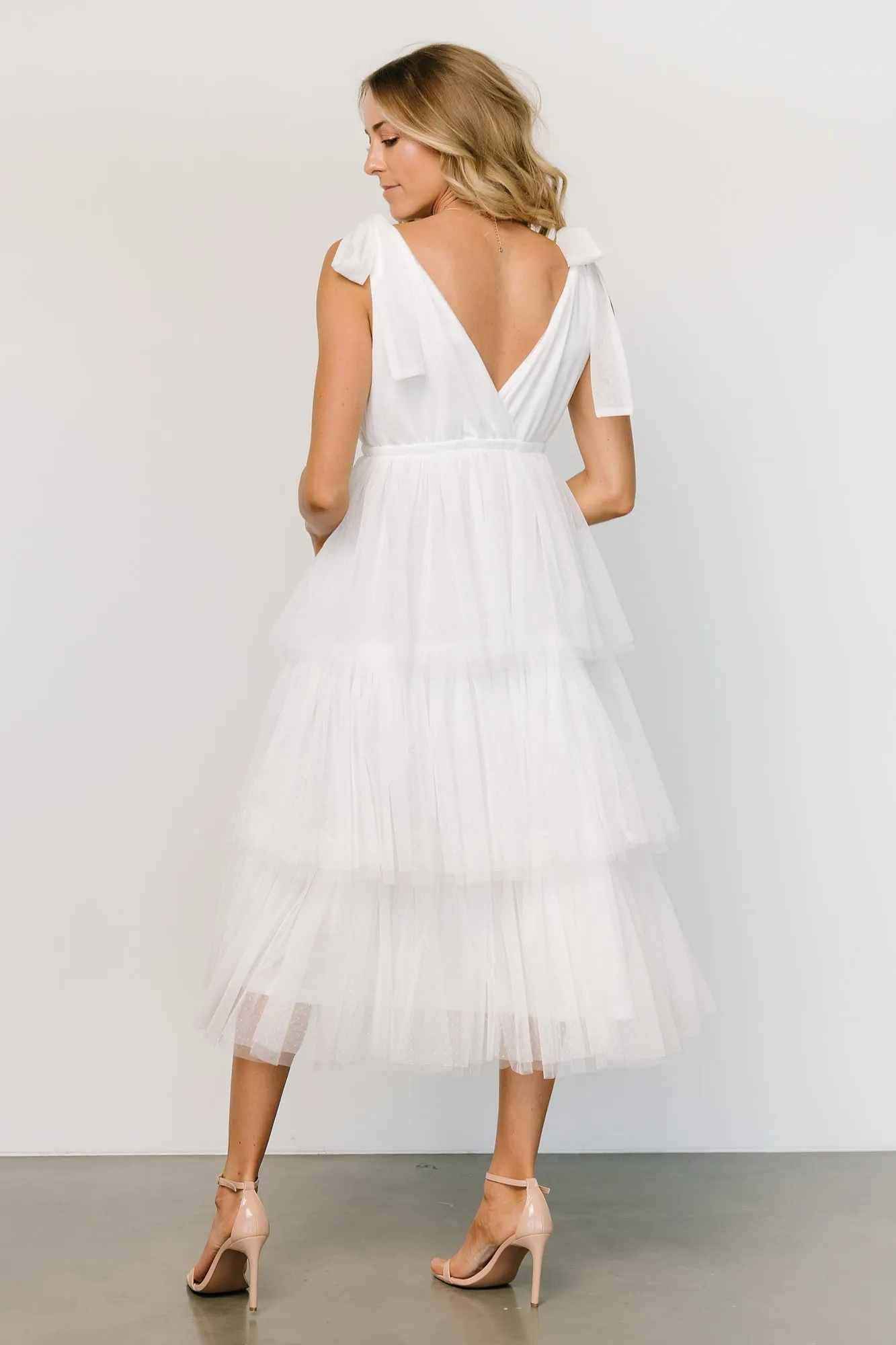 Tessa Tiered Tulle Tank Dress | White sold by Baltic Born product image thumbnail 4