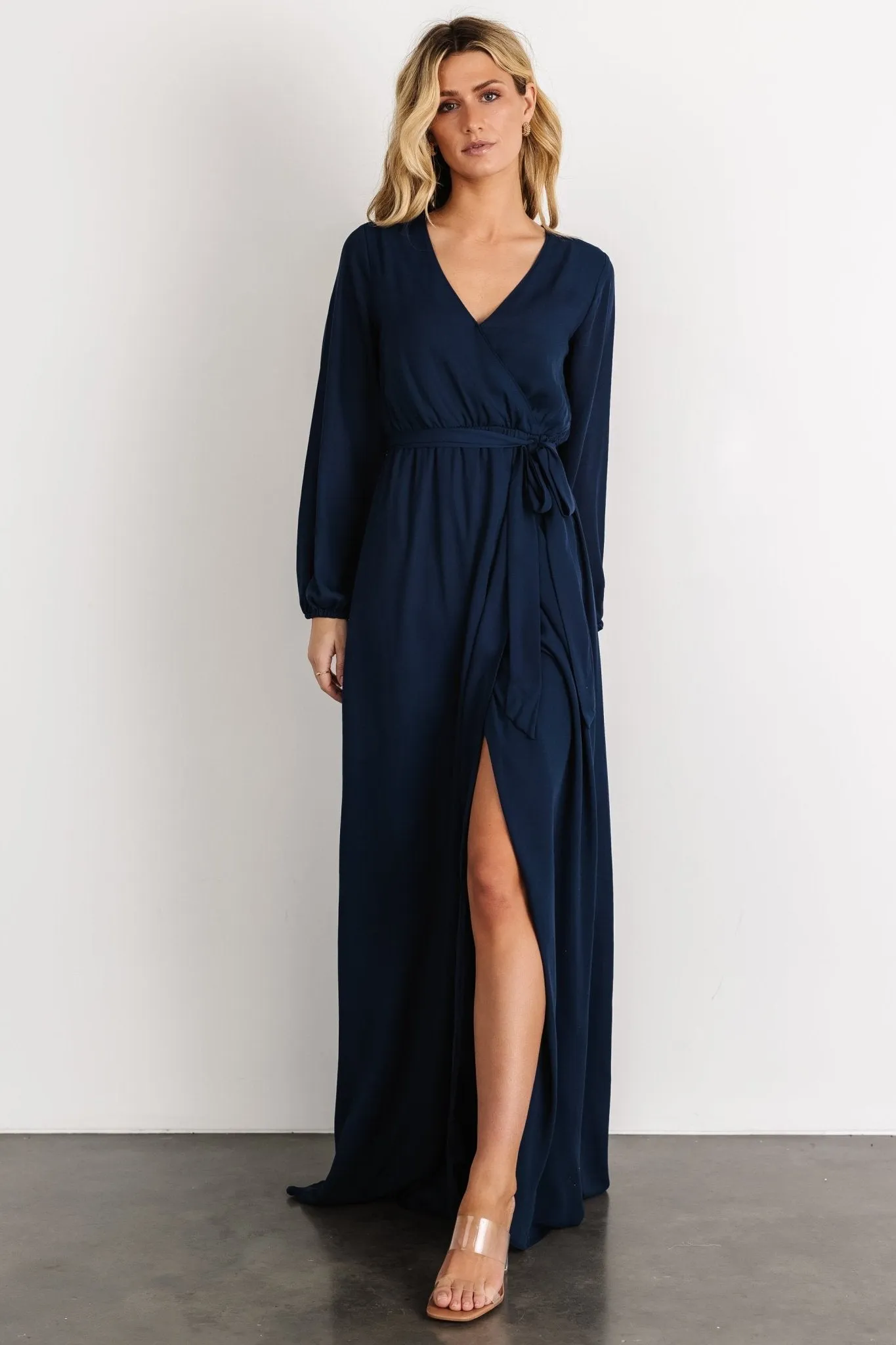 Breanne Faux Wrap Maxi Dress | Navy sold by Baltic Born product image thumbnail 4