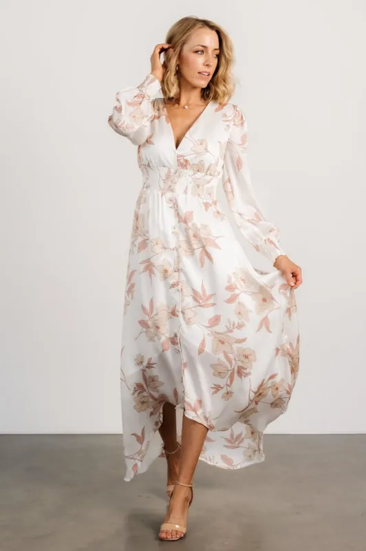 Mayfair High Low Maxi Dress | White Floral sold by Baltic Born