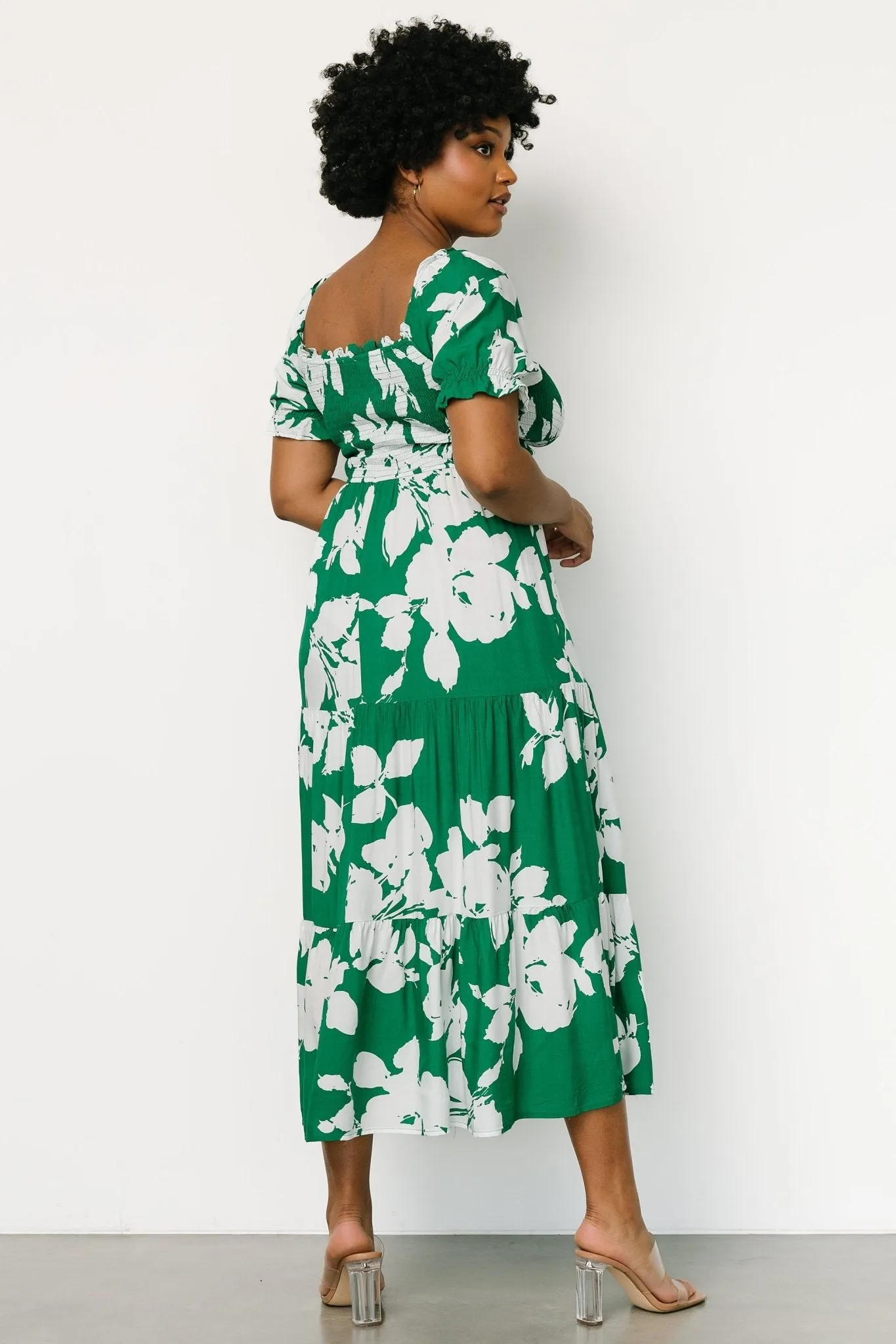 Kelley Smocked Maxi Dress | Green + White sold by Baltic Born product image thumbnail 4