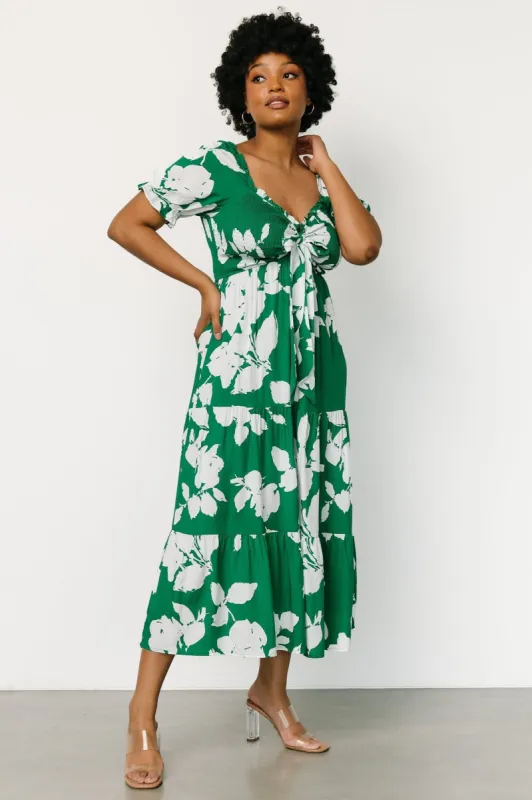 Kelley Smocked Maxi Dress | Green + White made by Baltic Born
