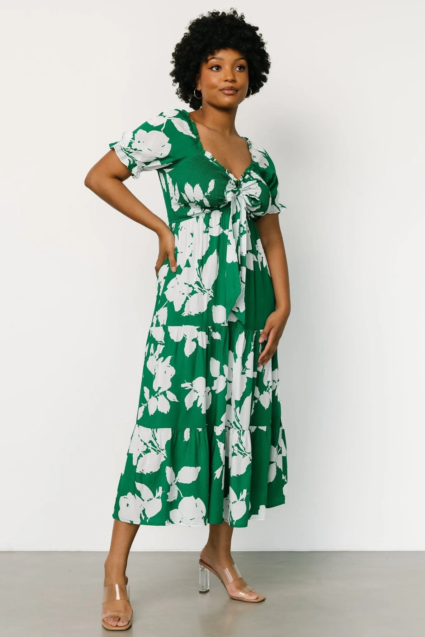 Kelley Smocked Maxi Dress | Green + White sold by Baltic Born product image thumbnail 5
