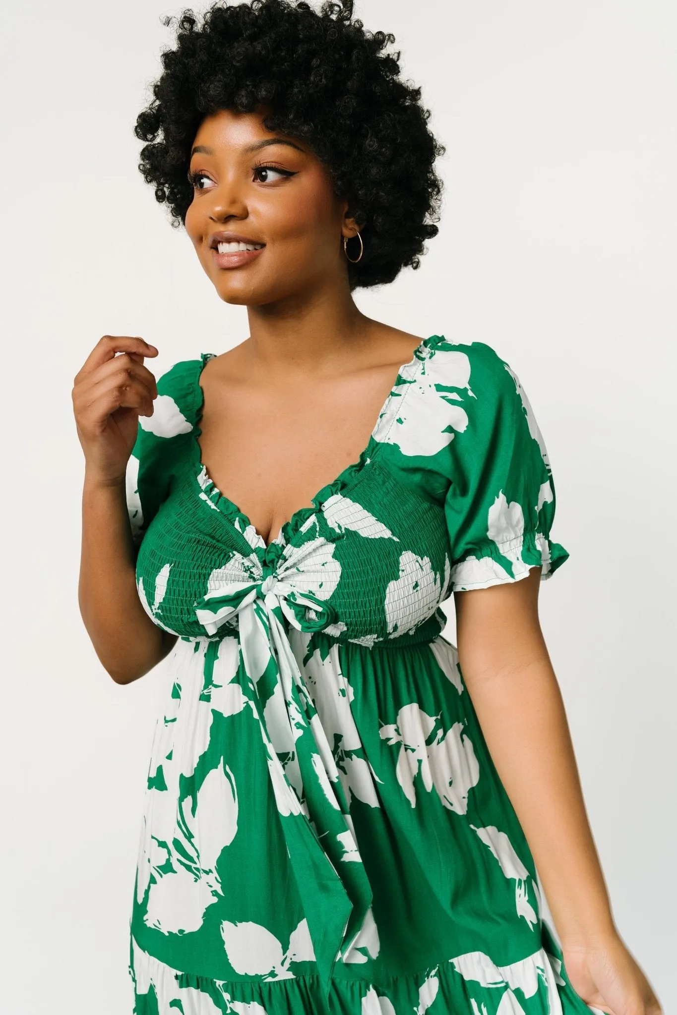 Kelley Smocked Maxi Dress | Green + White sold by Baltic Born product image thumbnail 2