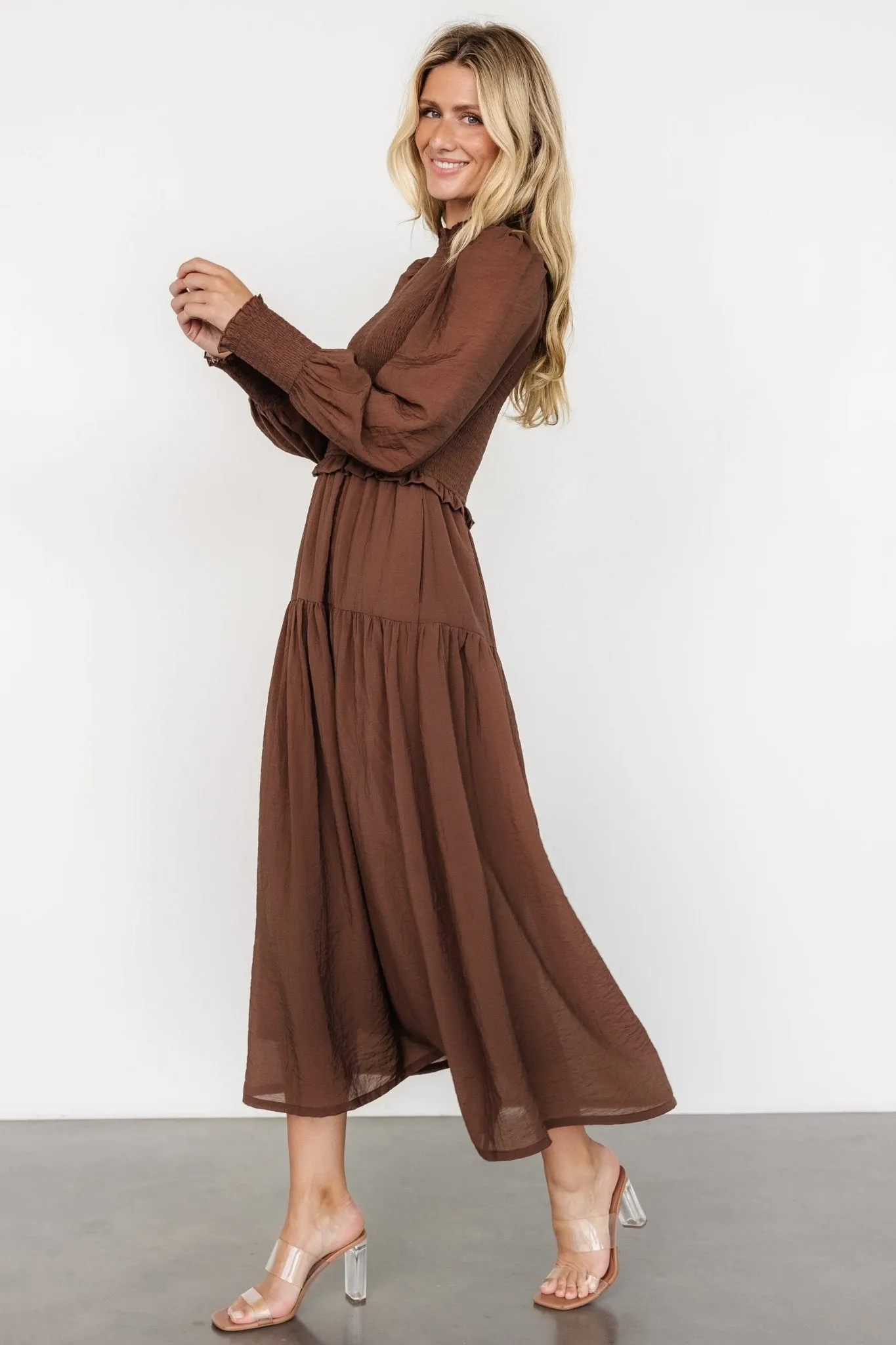 Daria Smocked Maxi Dress | Brown sold by Baltic Born product image thumbnail 3