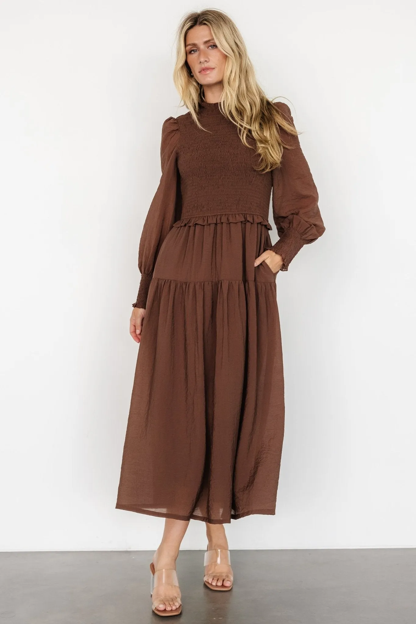 Daria Smocked Maxi Dress | Brown sold by Baltic Born product image thumbnail 4