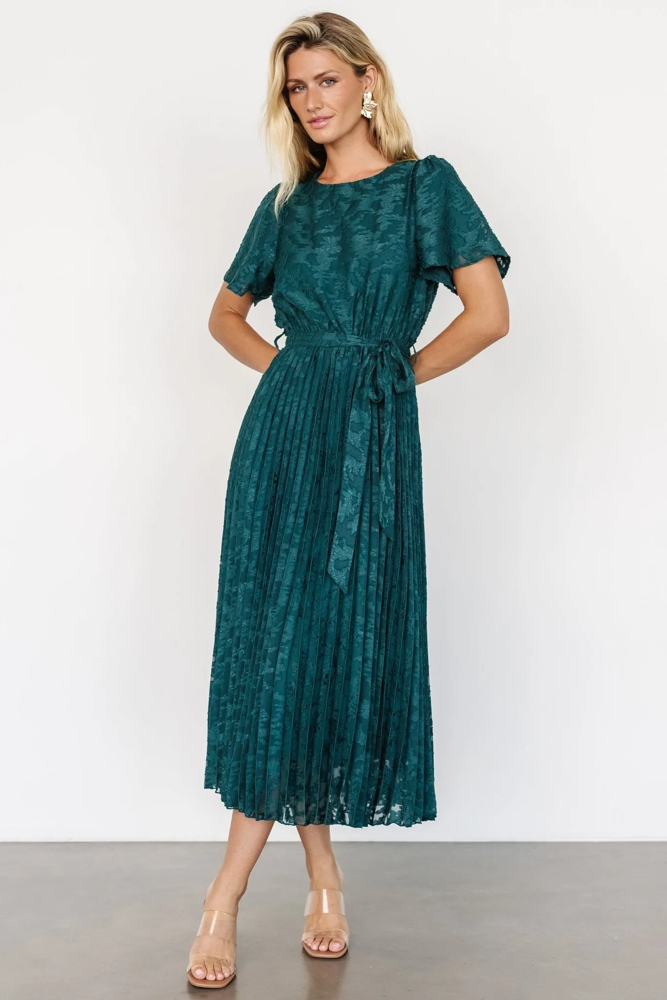 Mindy Pleated Dress | Emerald sold by Baltic Born product image thumbnail 4