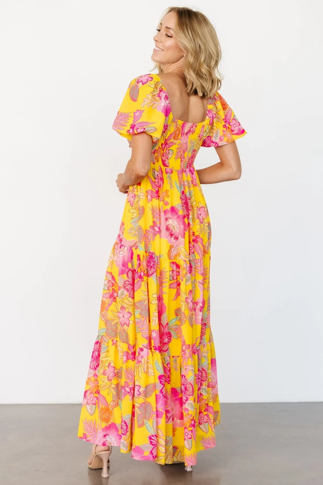 Darla Maxi Dress | Yellow + Pink Floral sold by Baltic Born product image thumbnail 5