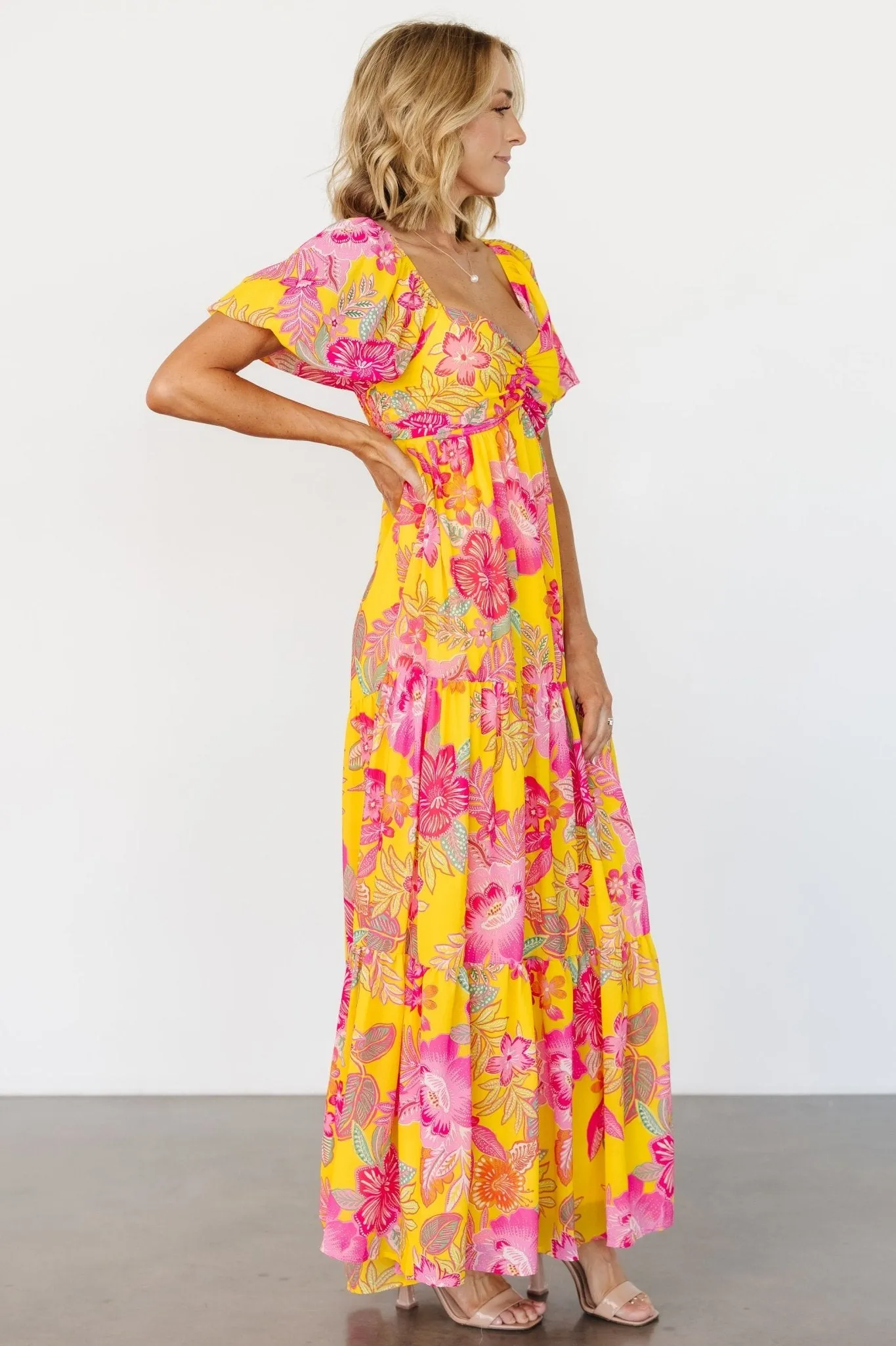 Darla Maxi Dress | Yellow + Pink Floral sold by Baltic Born product image thumbnail 3