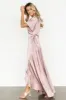 Vara Satin Maxi Wrap Dress | Lilac sold by Baltic Born