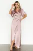 Vara Satin Maxi Wrap Dress | Lilac sold by Baltic Born