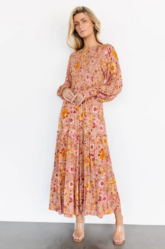Thea Smocked Maxi Dress | Multi Floral sold by Baltic Born