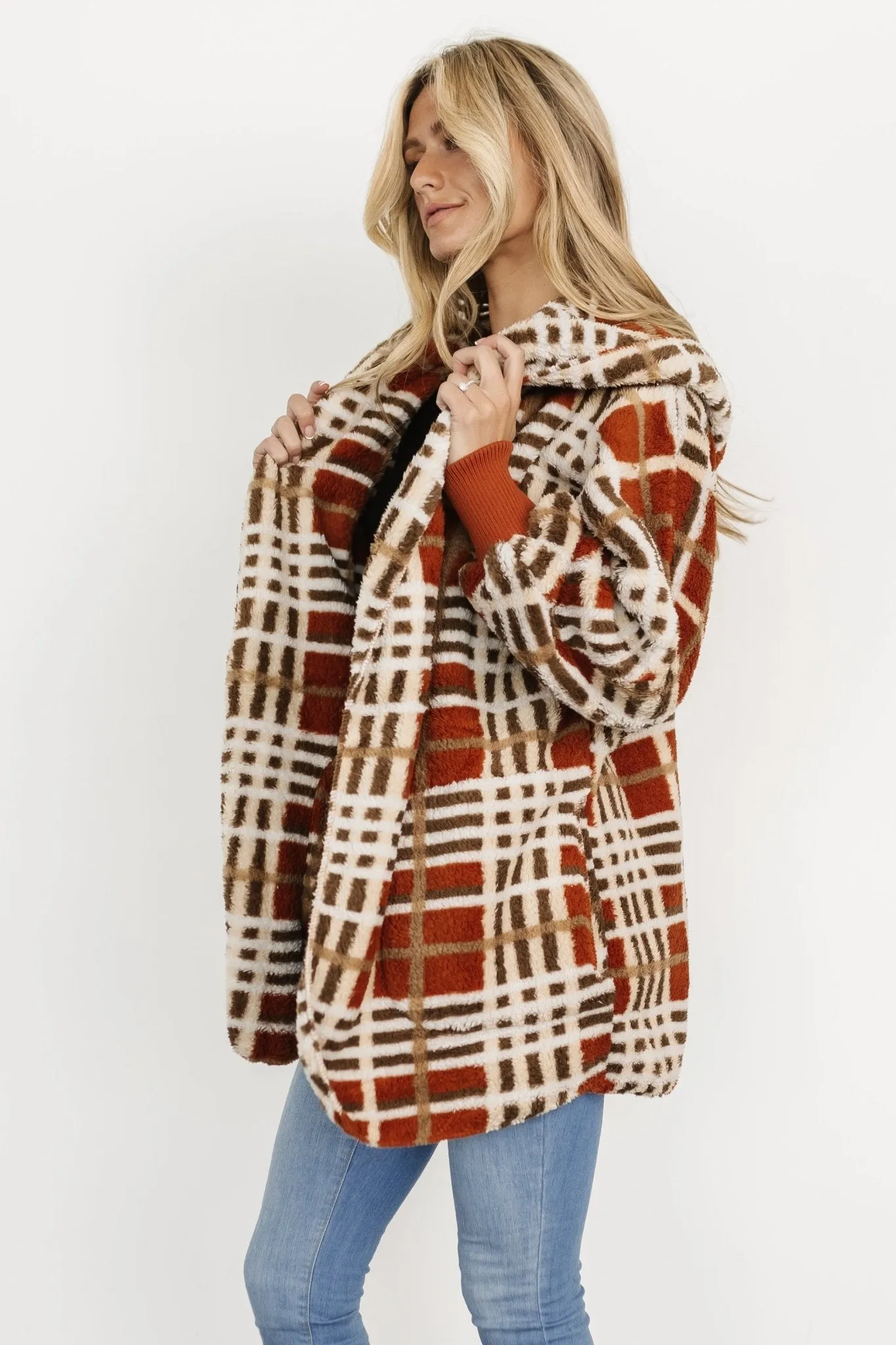 Brody Plaid Teddy Jacket | Rust Multi sold by Baltic Born product image thumbnail 4
