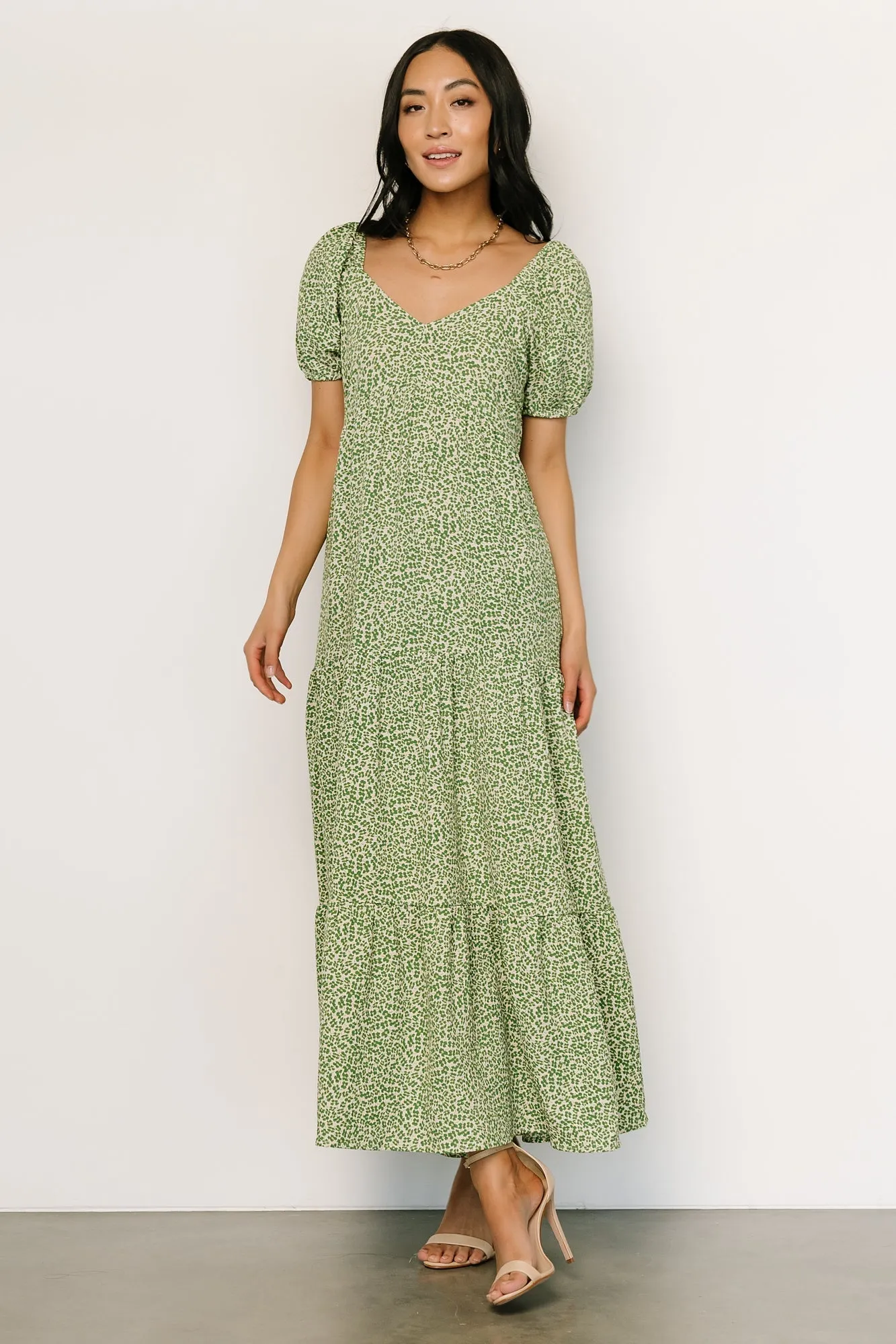 Gables Puff Sleeve Maxi Dress | Green Multi sold by Baltic Born