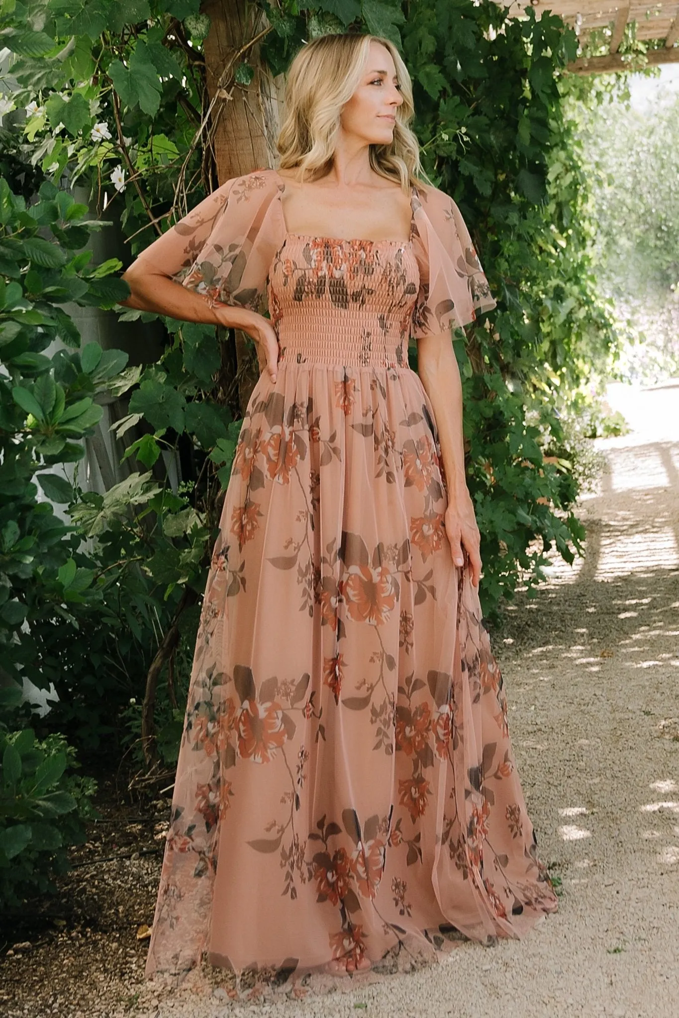 Cassandra Tulle Maxi Dress | Copper Floral sold by Baltic Born