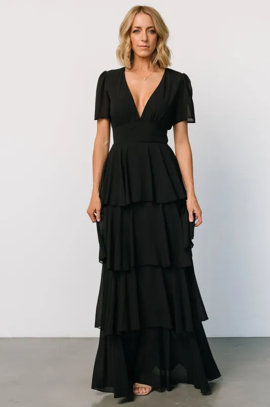Montaigne Ruffle Maxi Dress | Black sold by Baltic Born