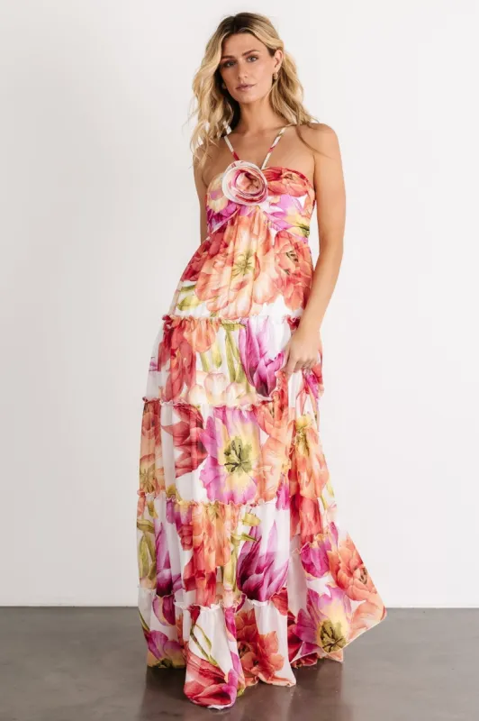 Charmaine Maxi Dress | Pink + Red Floral sold by Baltic Born