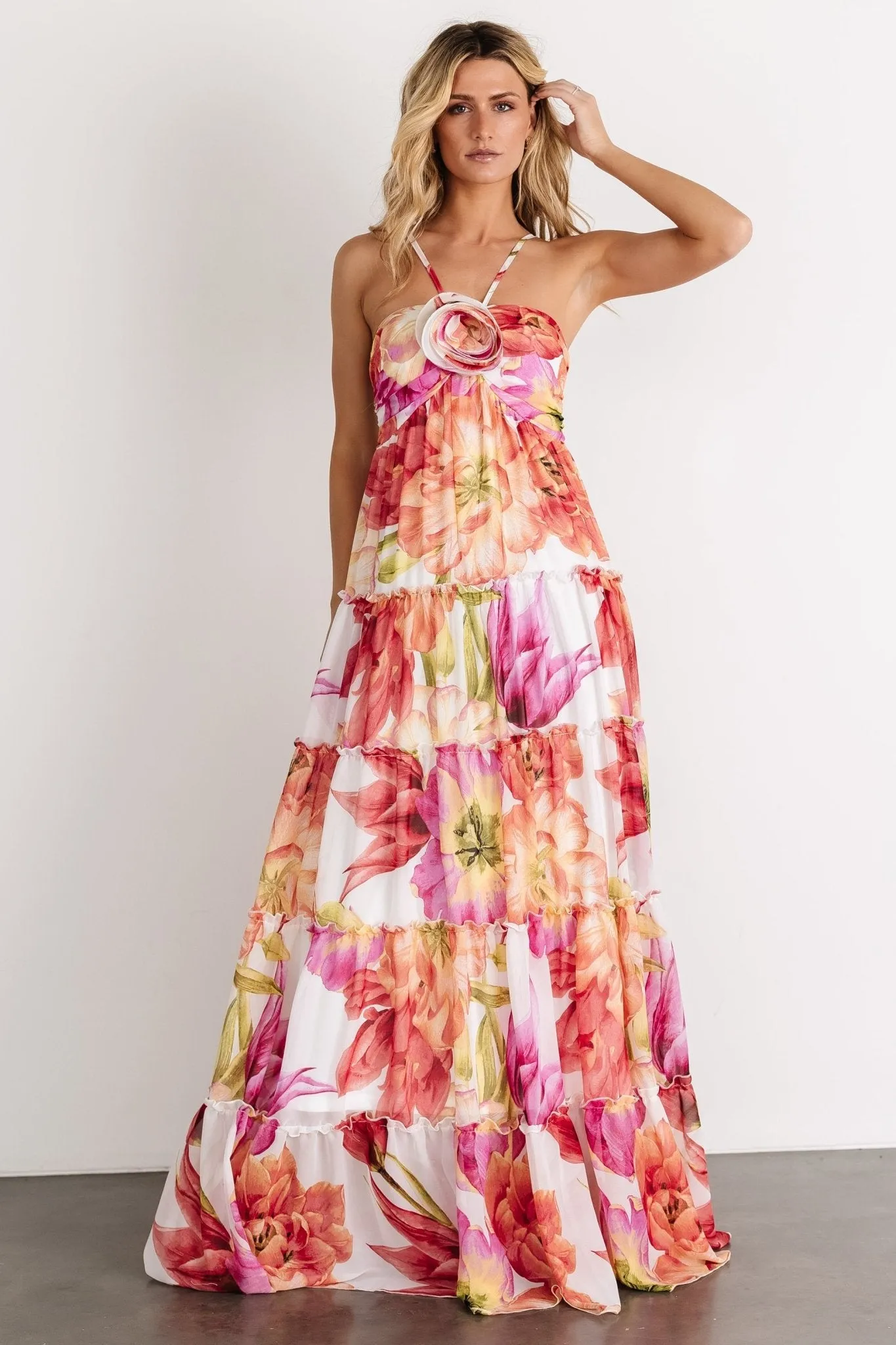Charmaine Maxi Dress | Pink + Red Floral sold by Baltic Born product image thumbnail 5