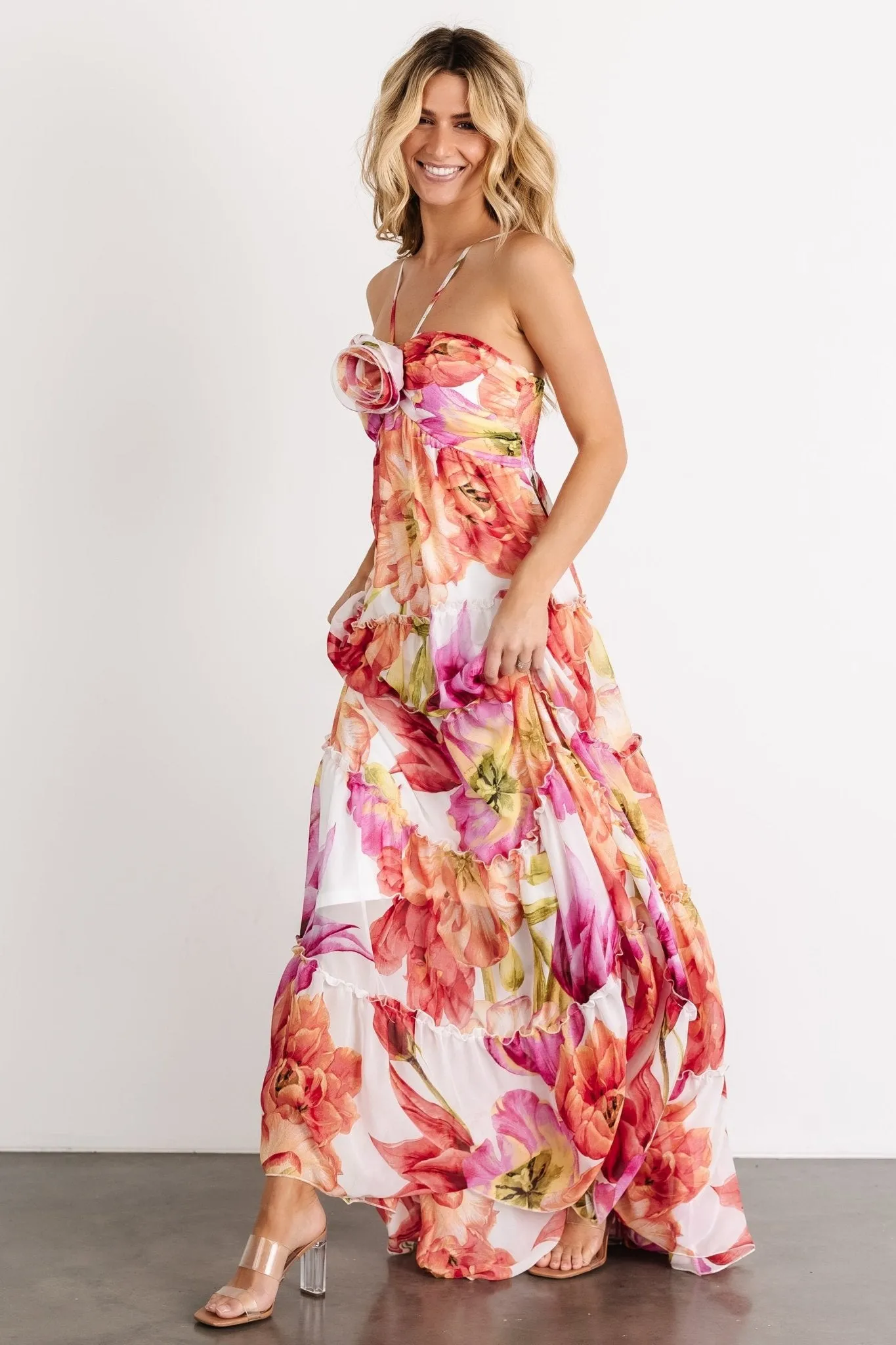 Charmaine Maxi Dress | Pink + Red Floral sold by Baltic Born product image thumbnail 3