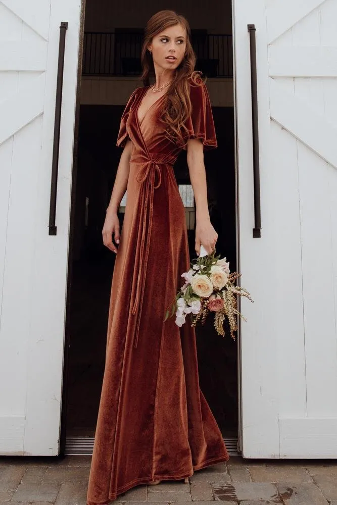 Meghan Velvet Wrap Maxi Dress | Spice sold by Baltic Born product image thumbnail 5