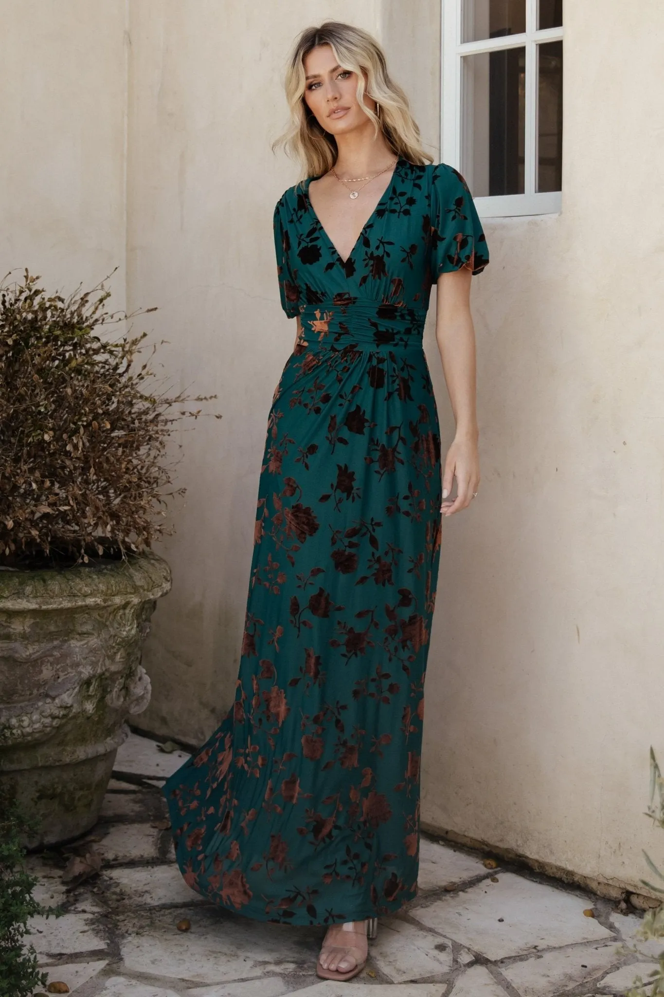 Leslie Velvet Maxi Dress | Bronze + Jade sold by Baltic Born