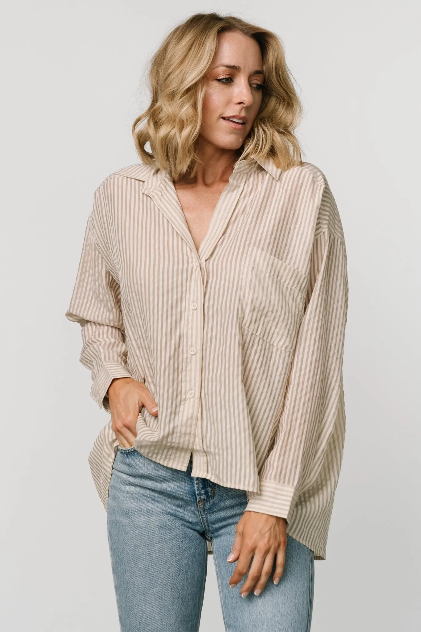 Sheldon Striped Oversized Top | Natural sold by Baltic Born product image thumbnail 3