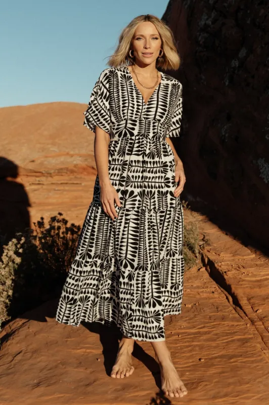 Austin Kimono Dress | Black Print sold by Baltic Born
