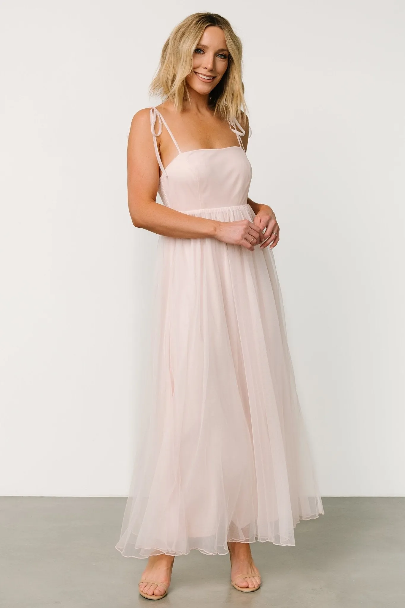Fiona Tulle Maxi Dress | Pale Blush sold by Baltic Born