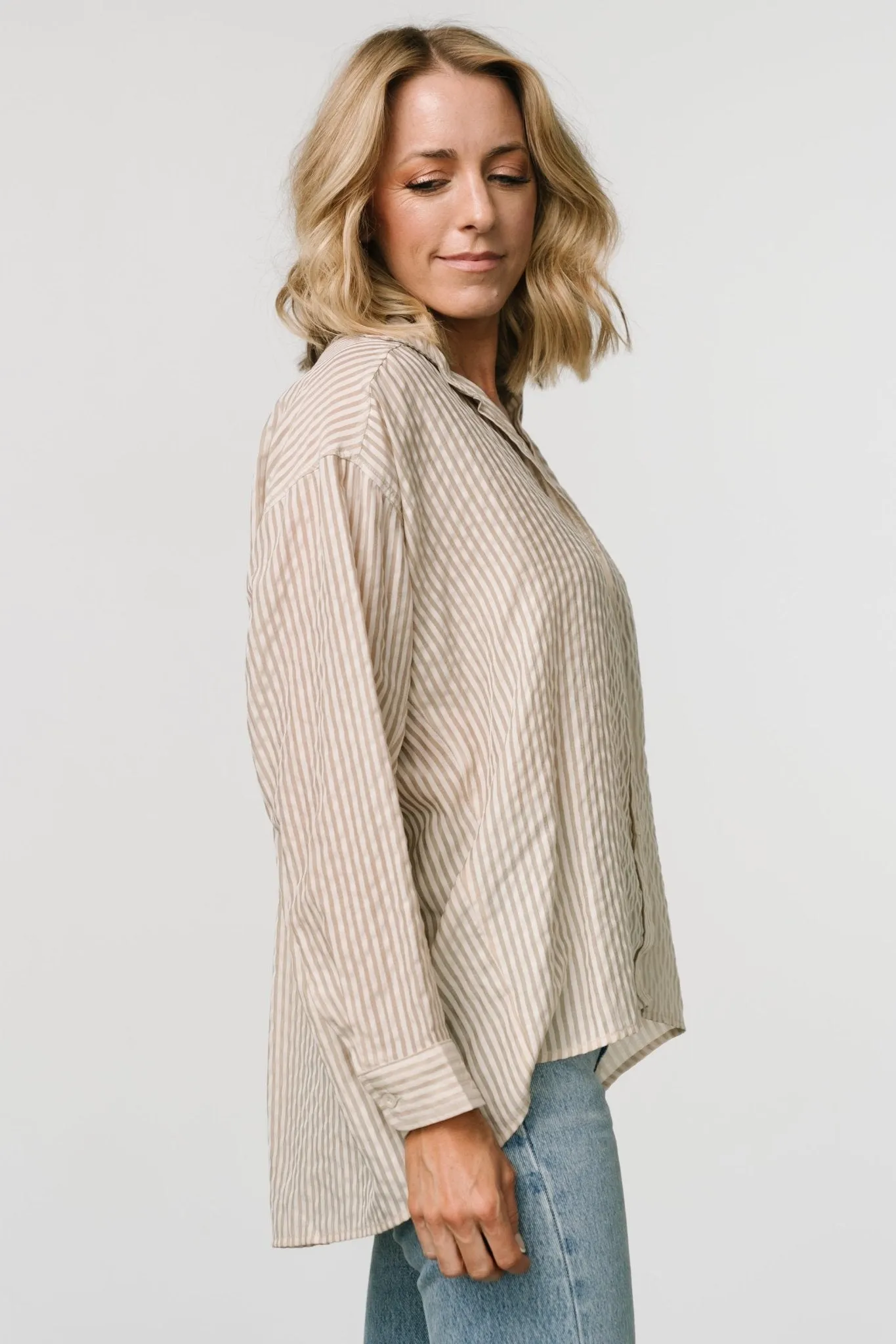 Sheldon Striped Oversized Top | Natural sold by Baltic Born product image thumbnail 2