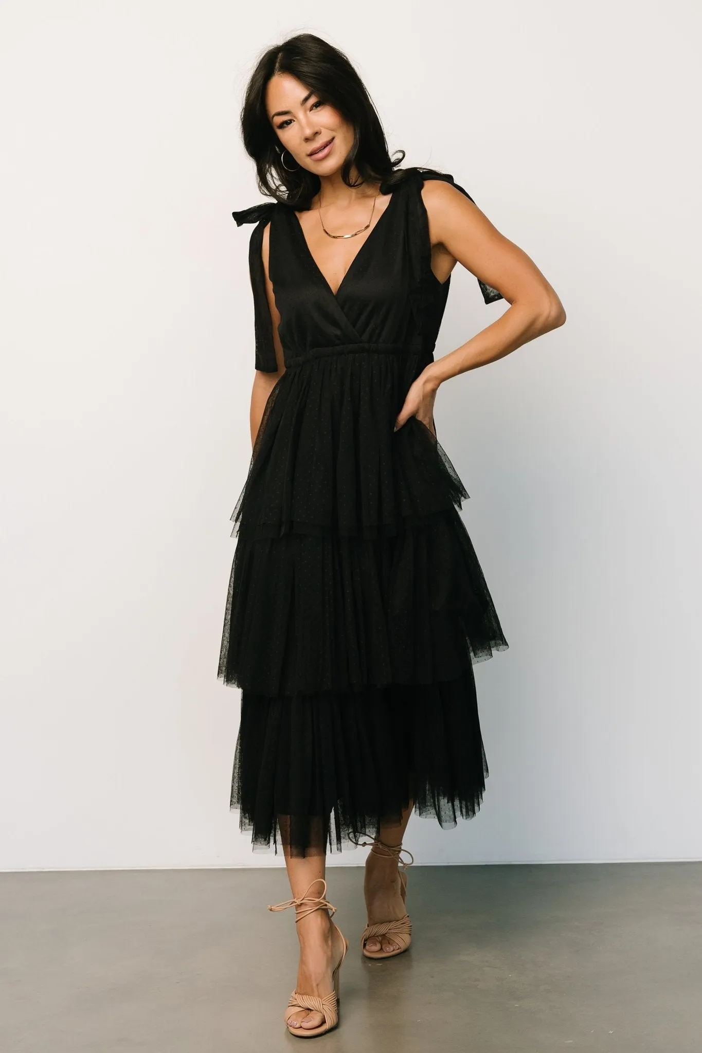 Tessa Tiered Tulle Tank Dress | Black sold by Baltic Born