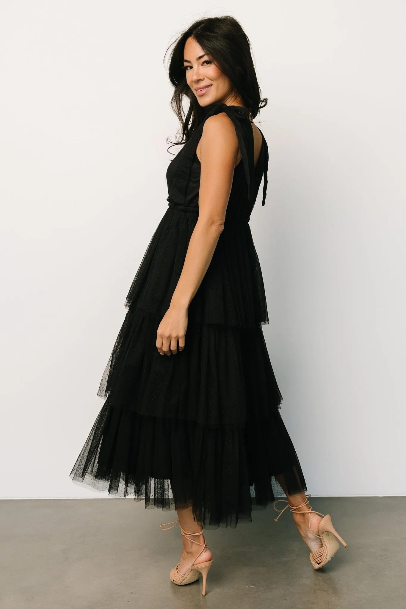 Tessa Tiered Tulle Tank Dress | Black sold by Baltic Born product image thumbnail 3