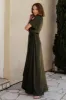 Vara Satin Maxi Wrap Dress | Dark Olive sold by Baltic Born