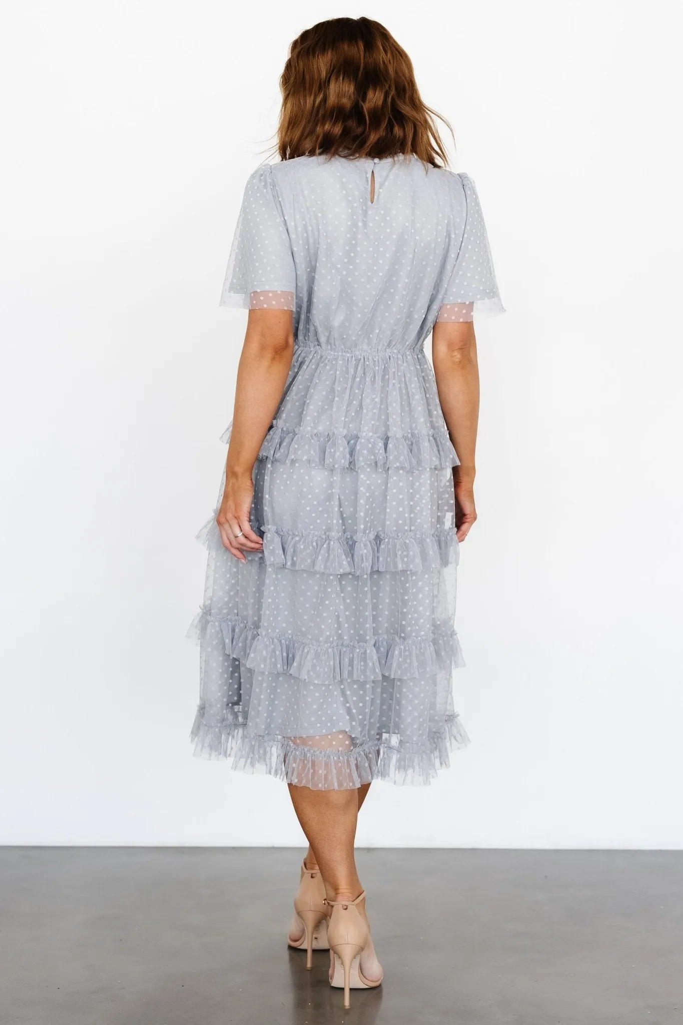 Riley Ruffle Tiered Dress | Light Gray sold by Baltic Born product image thumbnail 4