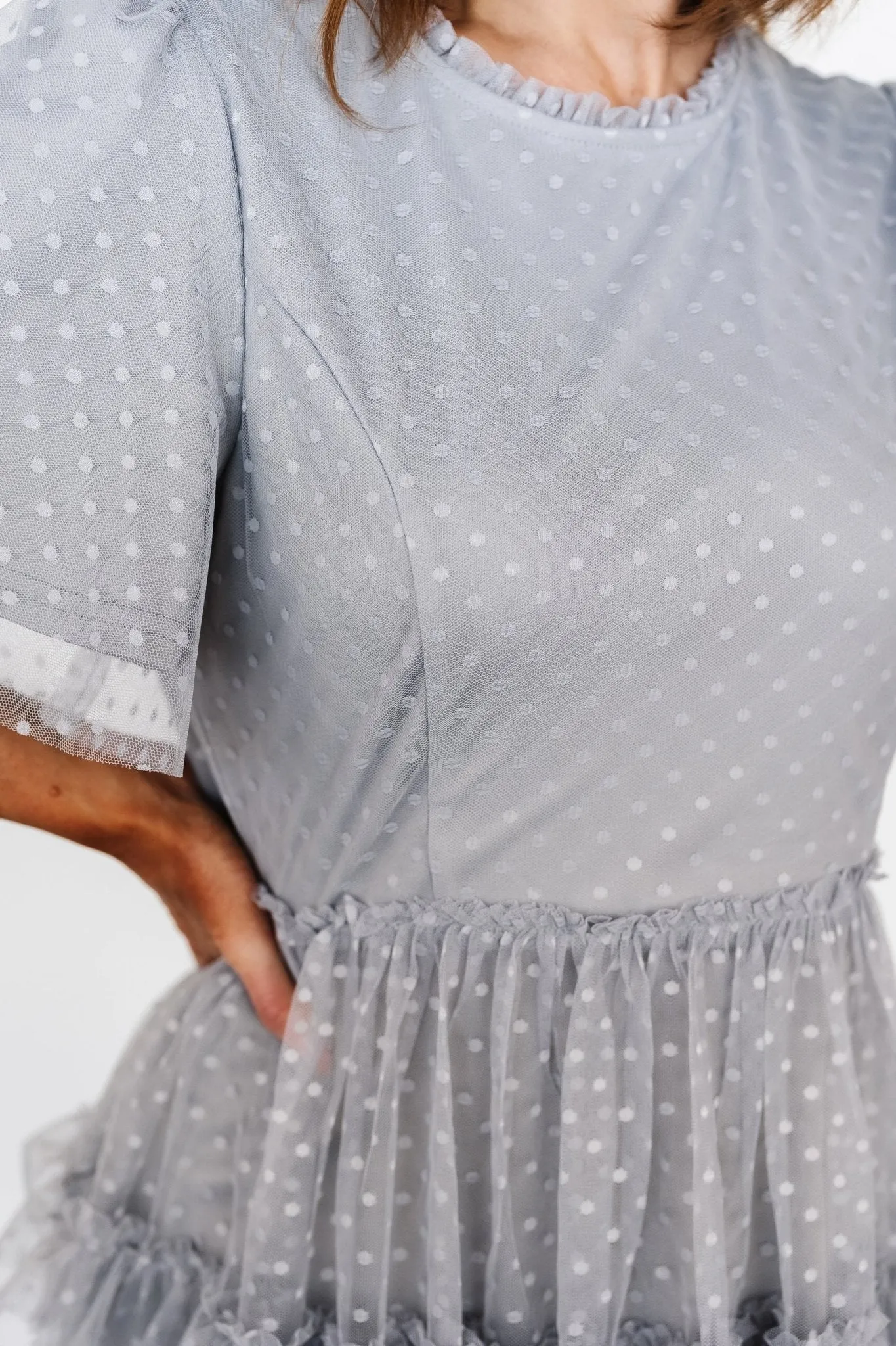 Riley Ruffle Tiered Dress | Light Gray sold by Baltic Born product image thumbnail 2