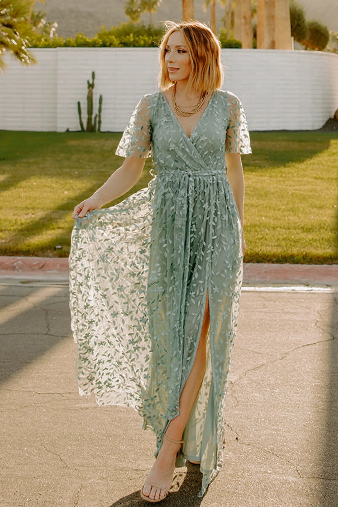 Marseille Embossed Maxi Dress | Eucalyptus sold by Baltic Born