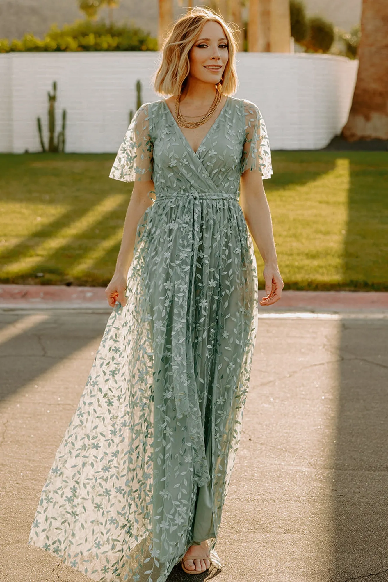 Marseille Embossed Maxi Dress | Eucalyptus sold by Baltic Born product image thumbnail 2