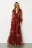 Layla Tulle Maxi Dress | Rust Floral sold by Baltic Born