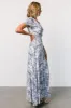 Dulce Wrap Maxi Dress | White + Blue Print sold by Baltic Born