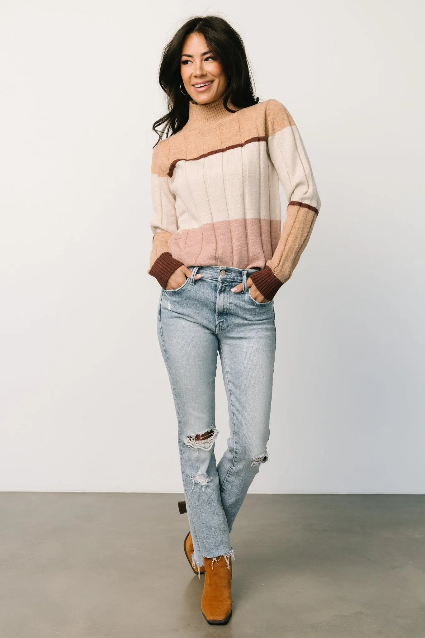 Lindsley Color Block Sweater | Mauve Multi sold by Baltic Born product image thumbnail 5