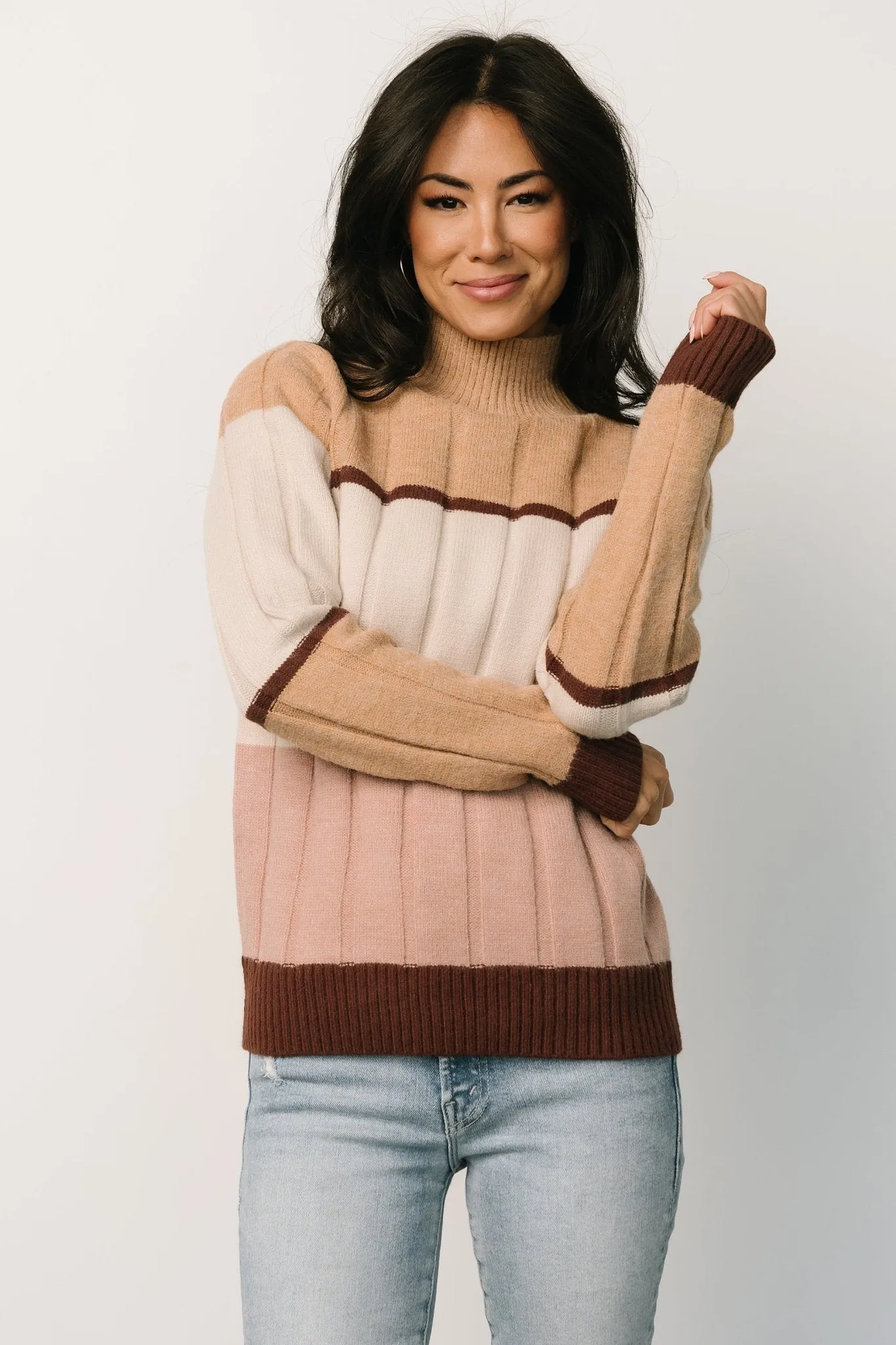Lindsley Color Block Sweater | Mauve Multi sold by Baltic Born product image thumbnail 3