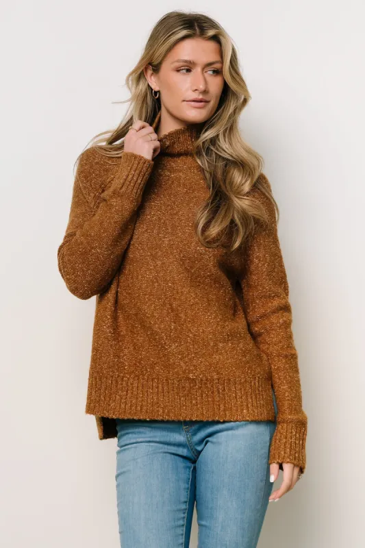 Oaklynn Turtleneck Sweater | Dark Camel sold by Baltic Born