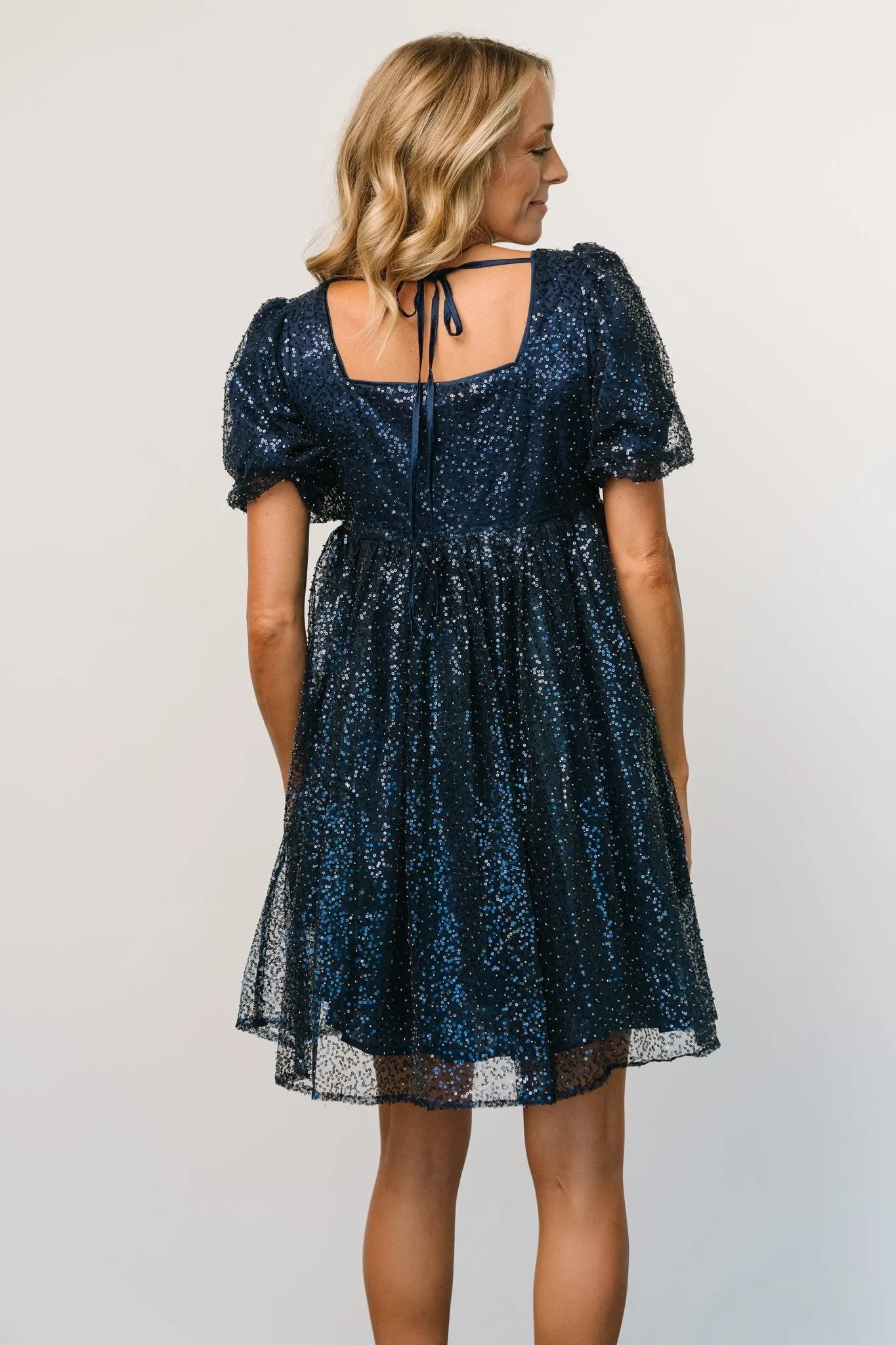 Joy Sequin Pearl Short Dress | Midnight Blue sold by Baltic Born product image thumbnail 2