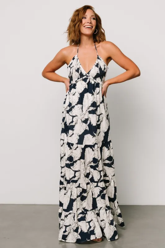 Visalia Maxi Dress | Navy + White sold by Baltic Born