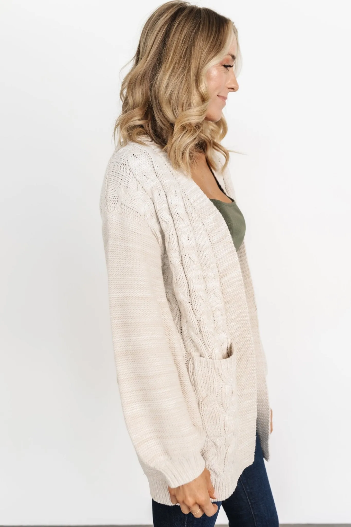 Spencer Chunky Knit Cardigan | Oatmeal sold by Baltic Born product image thumbnail 4
