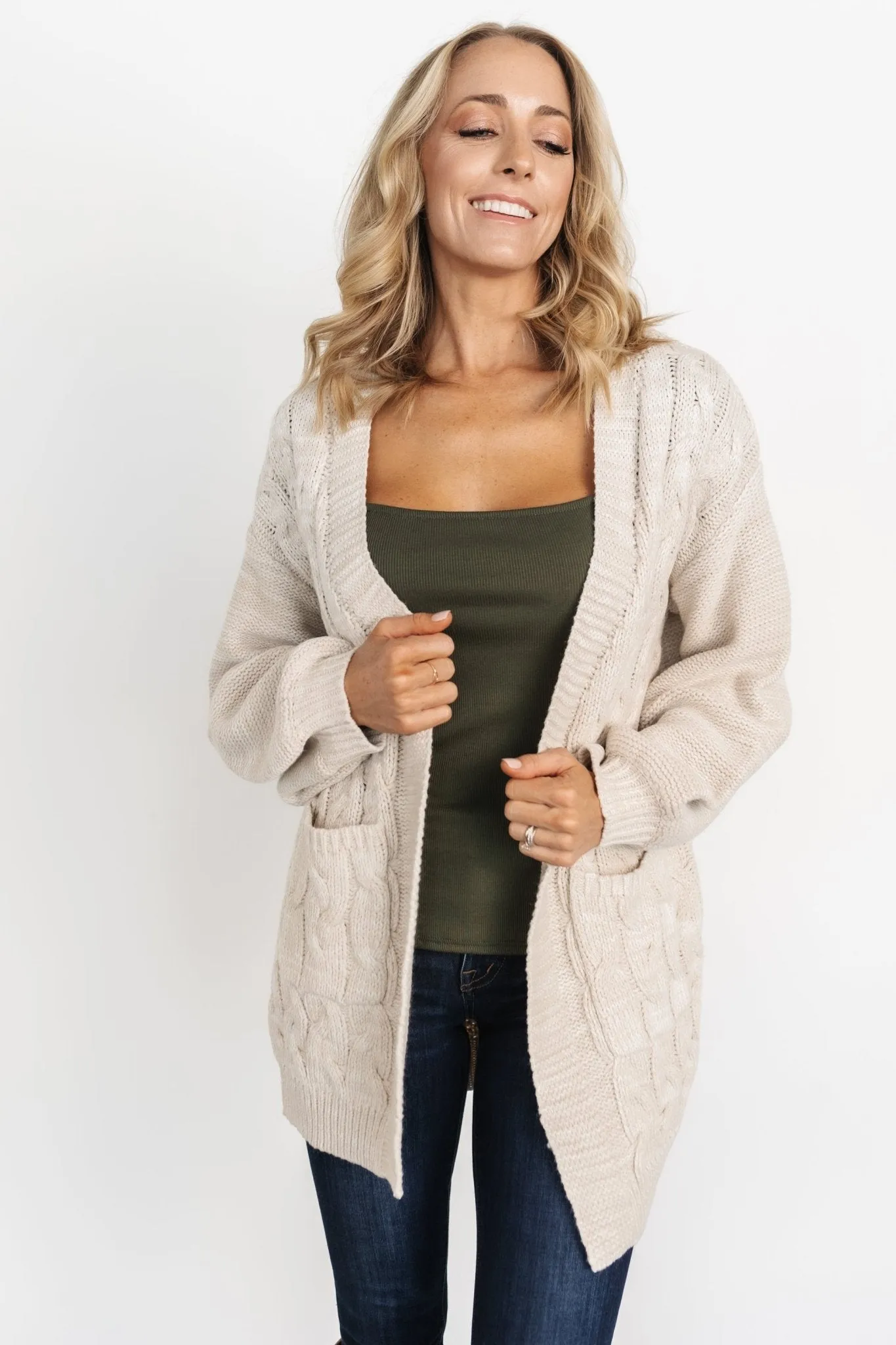 Spencer Chunky Knit Cardigan | Oatmeal sold by Baltic Born product image thumbnail 2