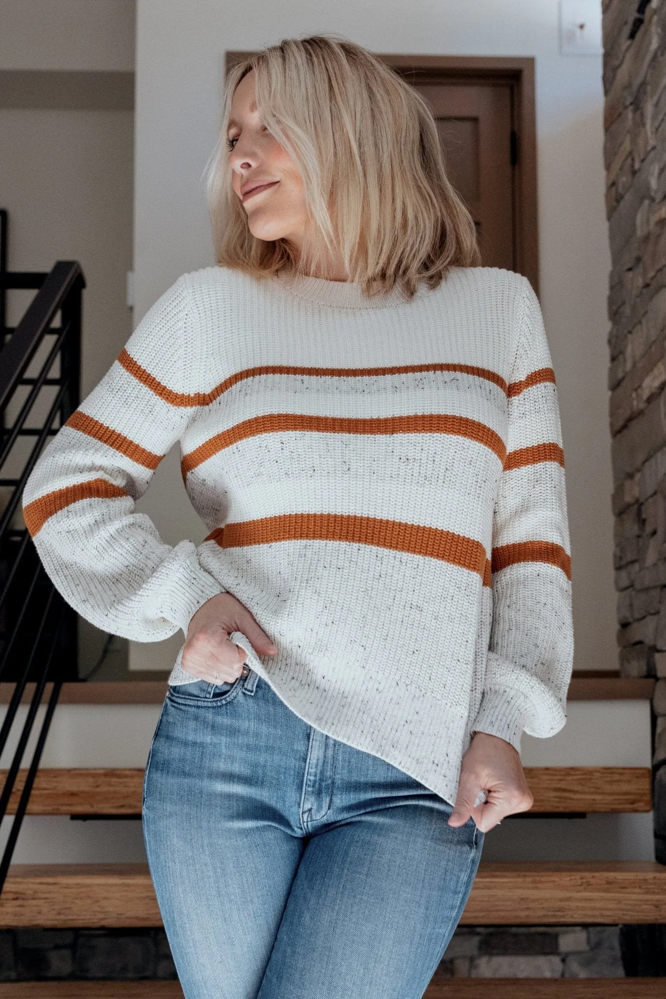 Peyton Striped Sweater | Cream + Camel sold by Baltic Born product image thumbnail 3