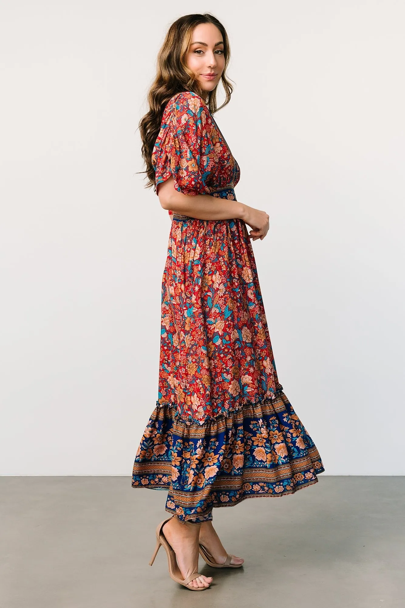 Leeanne Midi Dress | Red Multi Floral sold by Baltic Born product image thumbnail 3