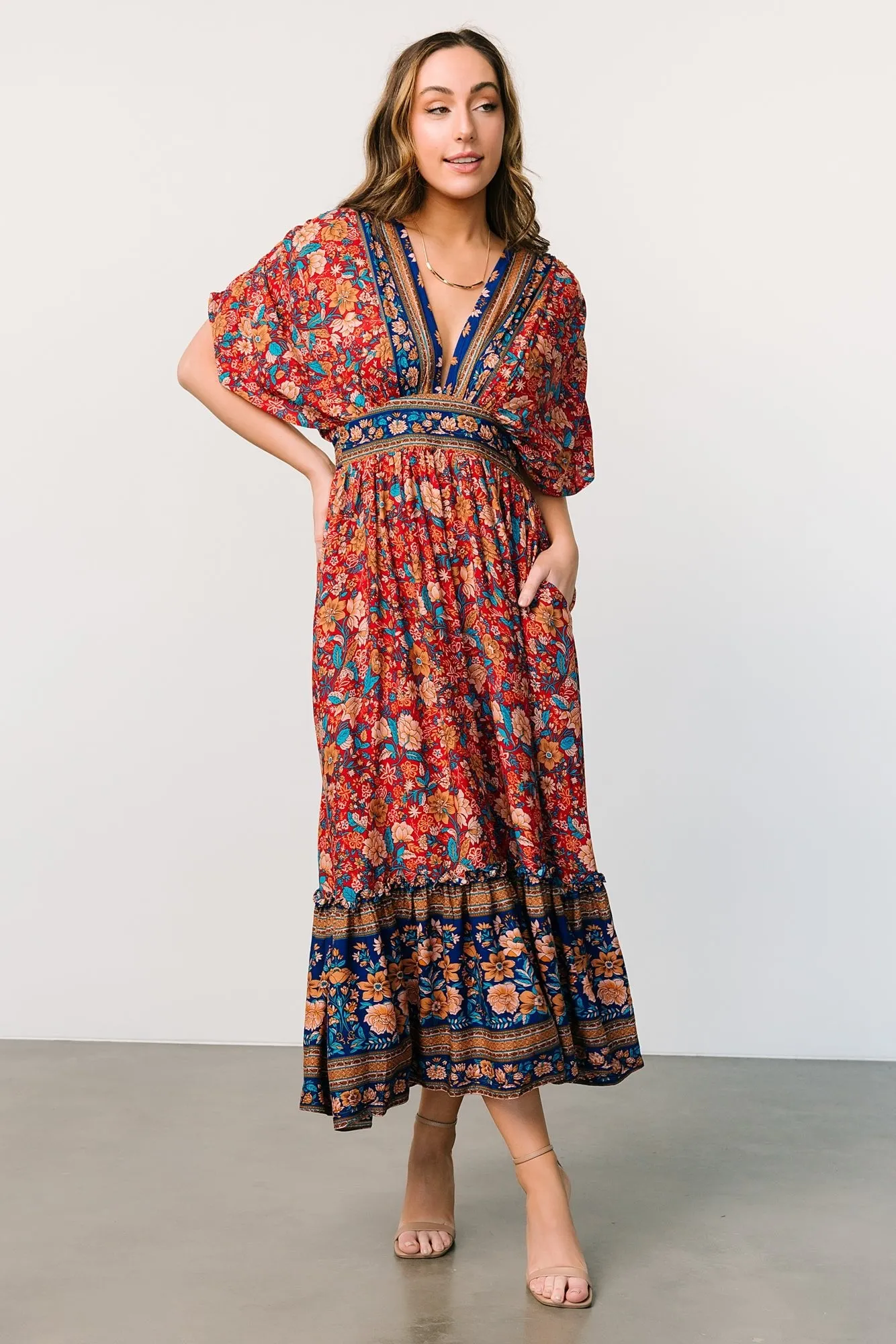 Leeanne Midi Dress | Red Multi Floral sold by Baltic Born product image thumbnail 5