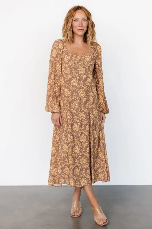 McKinney Dress | Brown + Gold Floral sold by Baltic Born
