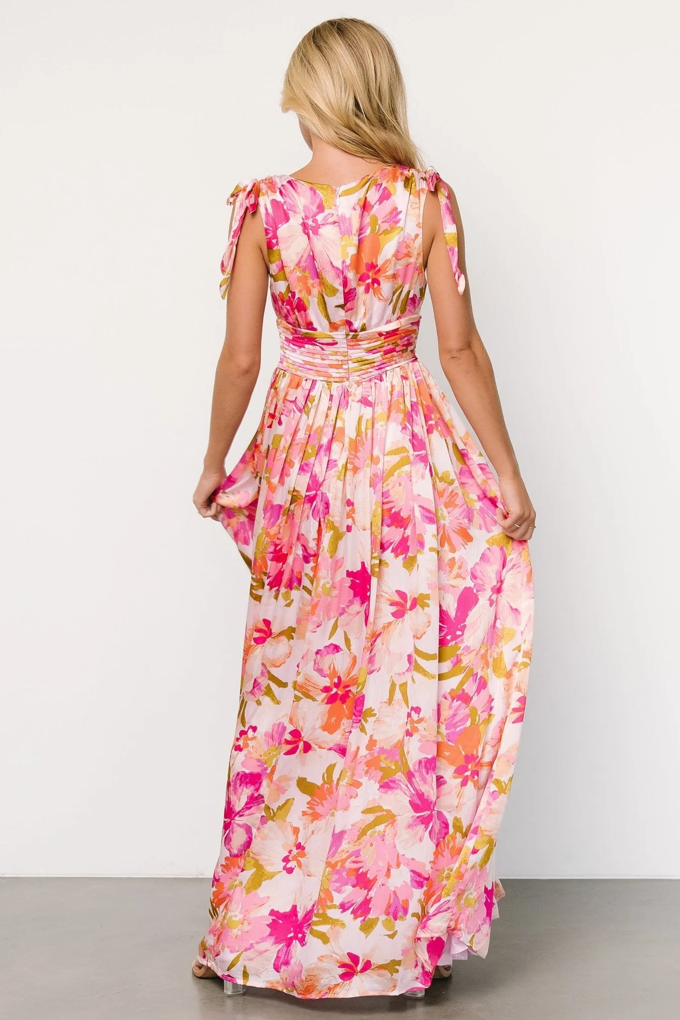 Zoe Tie Maxi Dress | Pink Multi sold by Baltic Born product image thumbnail 5