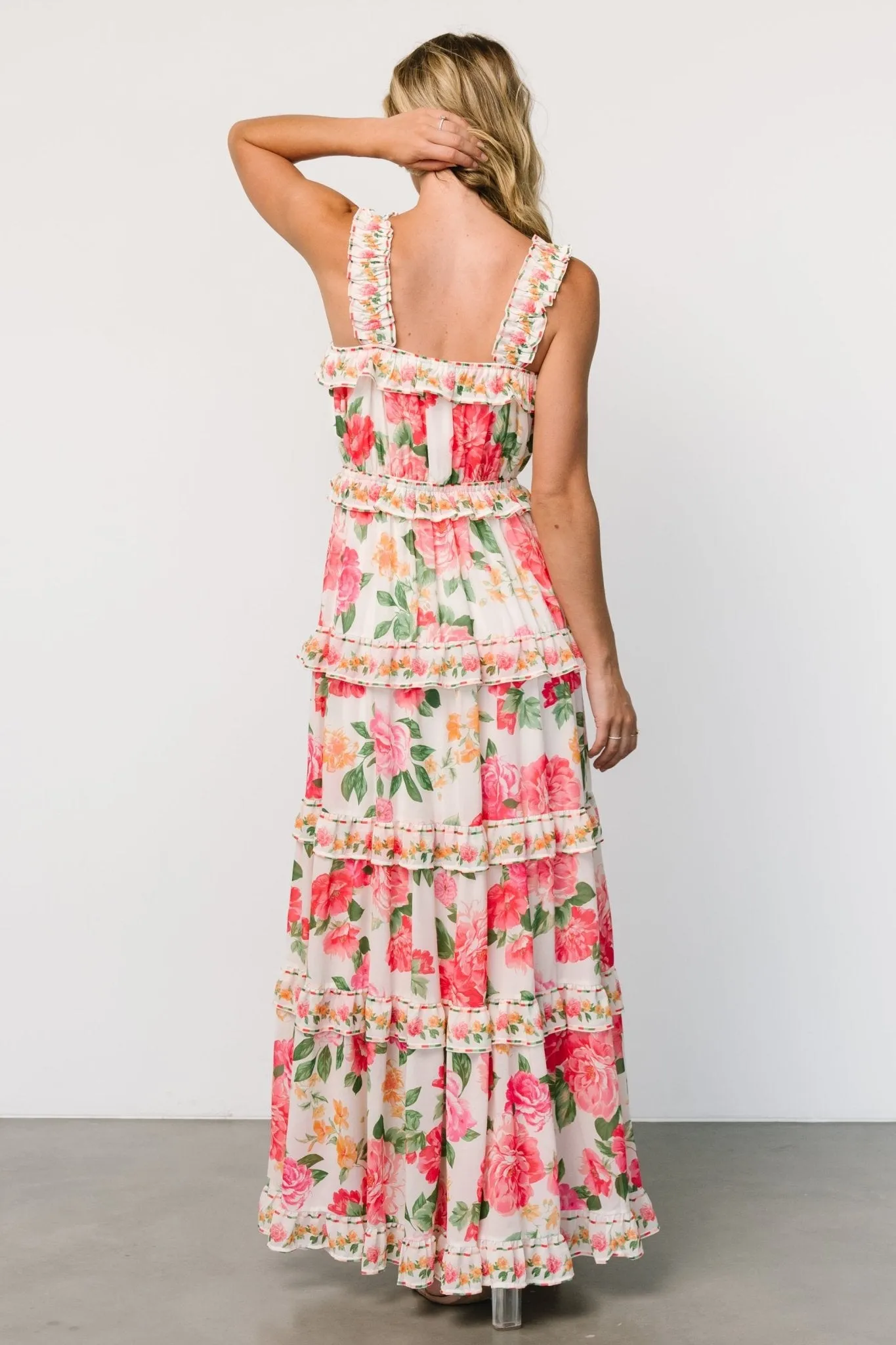 Julieta Tiered Maxi Dress | Off White Floral sold by Baltic Born product image thumbnail 4